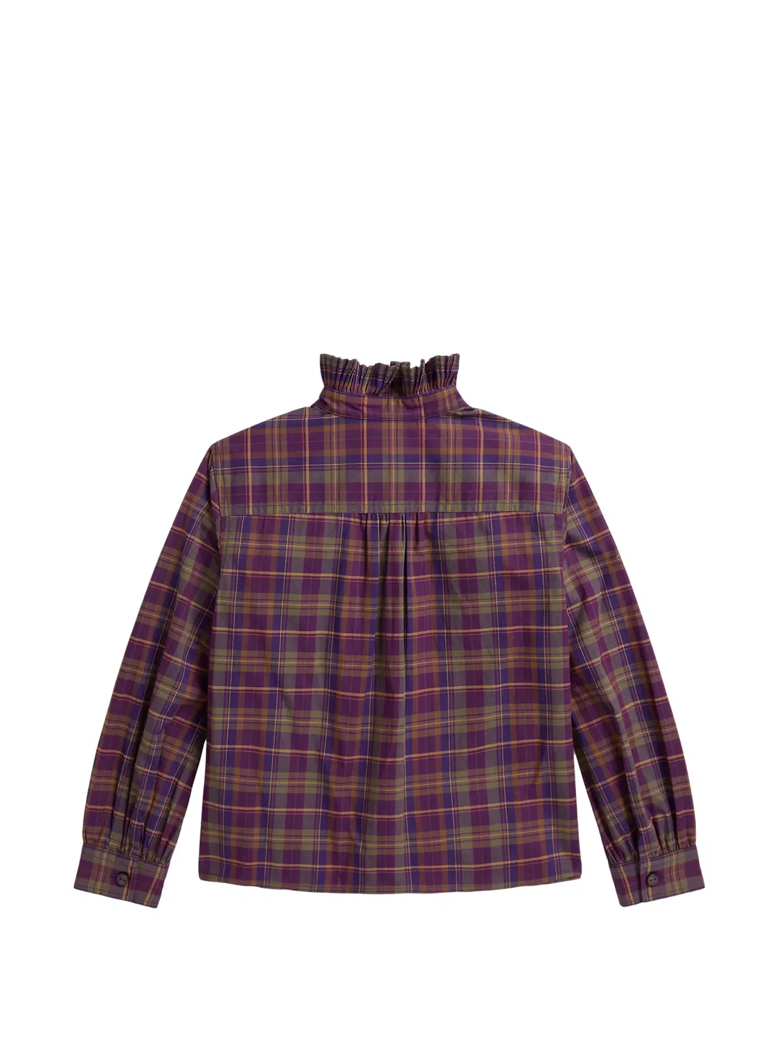 Клетчатая рубашка с оборками Polo Ralph Lauren Kids, фиолетовый — фото 2