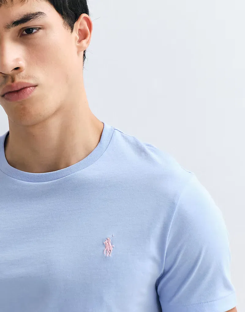 Футболка Polo Ralph Lauren Icon Logo Custom Slim, синий — фото 4