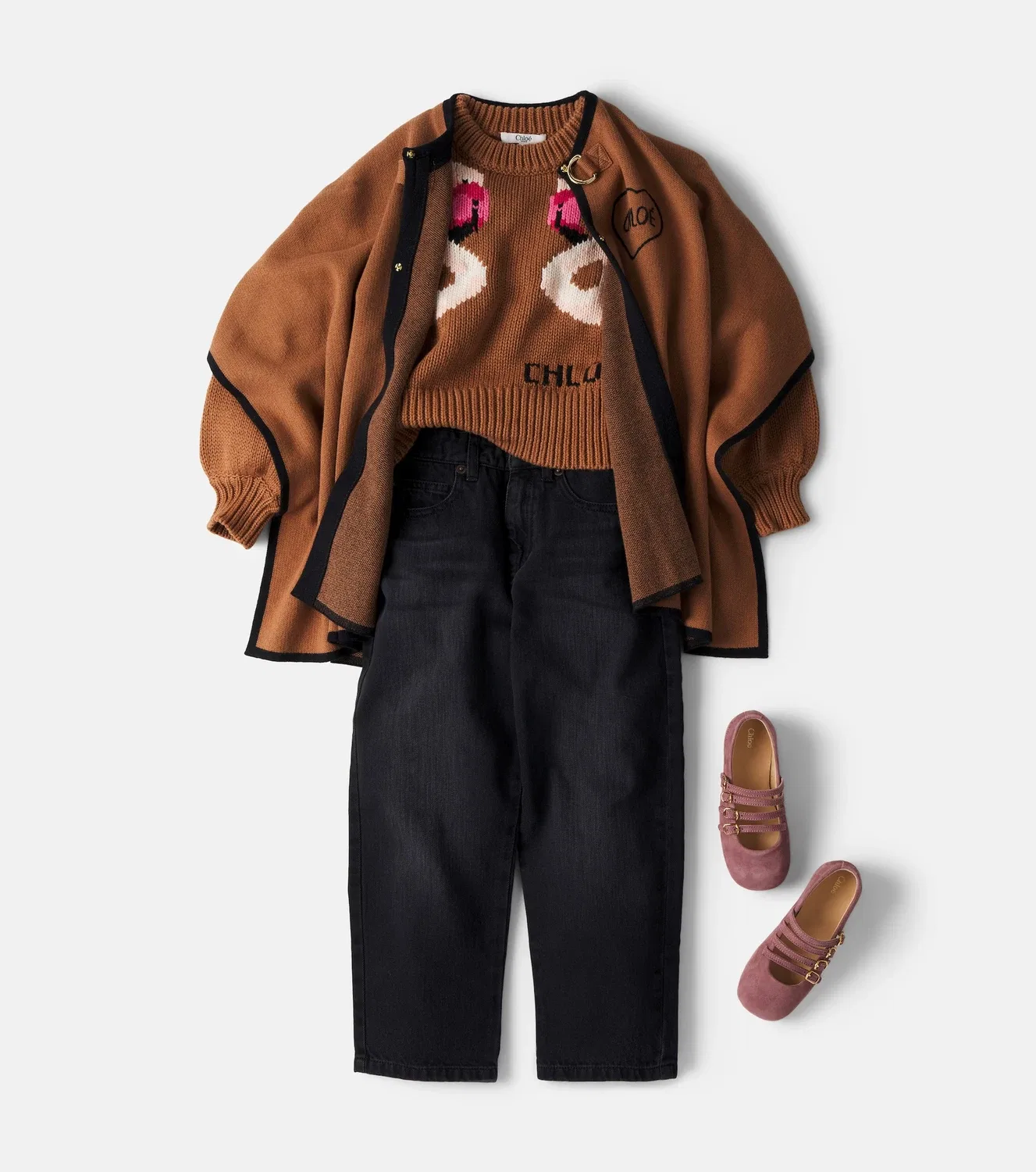 Свитер с интарсией Chloé Kids, фиолетовый — фото 2