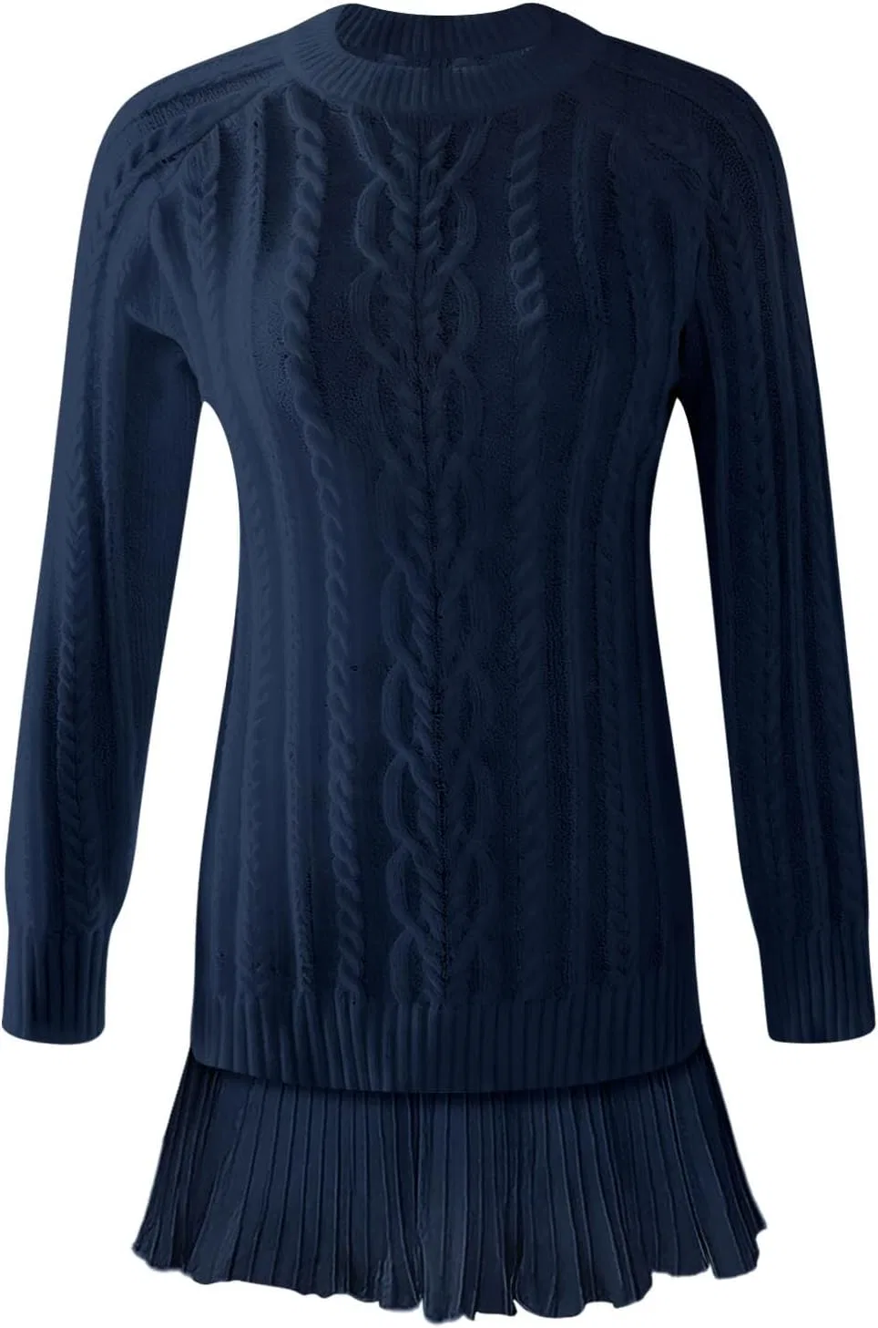 Женское платье-свитер с косами, с длинным рукавом, модель Twofer Style Patchwork — фото 3