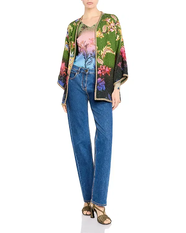 Женская куртка с принтом Kesa floral side slit jacket Etro, Printed Green — фото 2