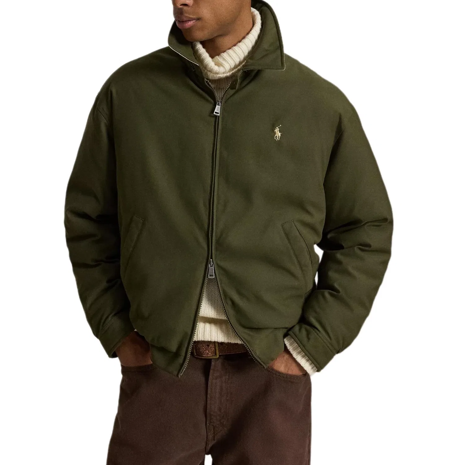 Мужской пуховик с воротником Polo Ralph Lauren, Olive Green — фото 3