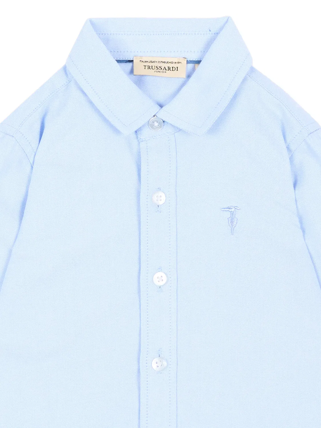 Рубашка с длинными рукавами и вышитым логотипом Trussardi Junior, синий — фото 3