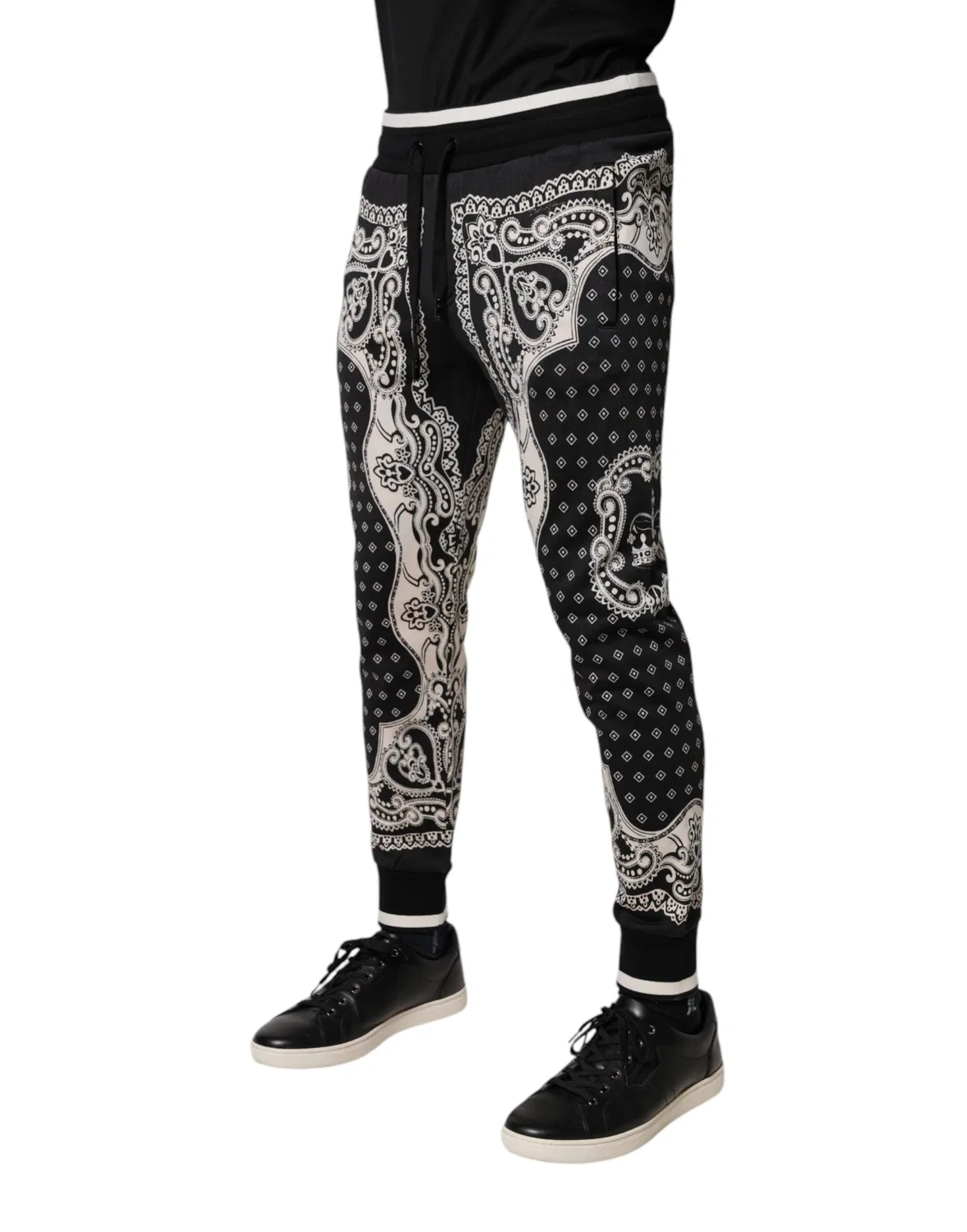Мужские джоггеры с принтом бандана Jogger Pants Dolce & Gabbana, Black and White — фото 3