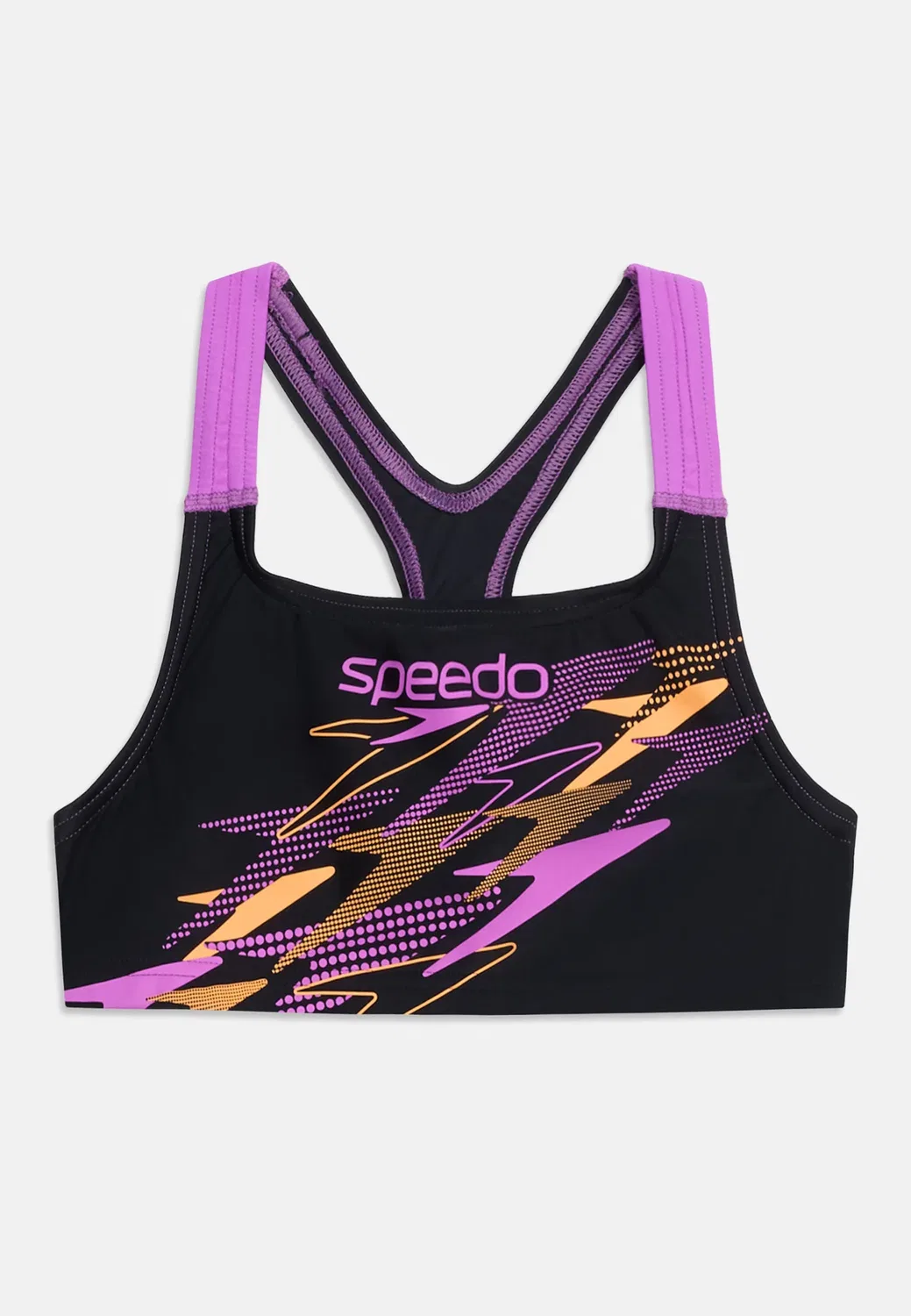 Топ от бикини с логотипом Medley и спинкой-борцовкой Speedo, Anthracite/Neon Jelly