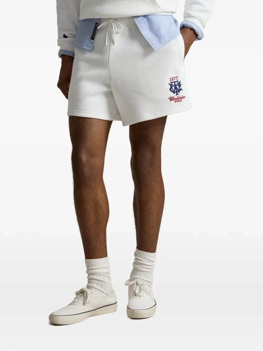 Шорты Wimbledon с вышивкой Polo Ralph Lauren, белый — фото 3