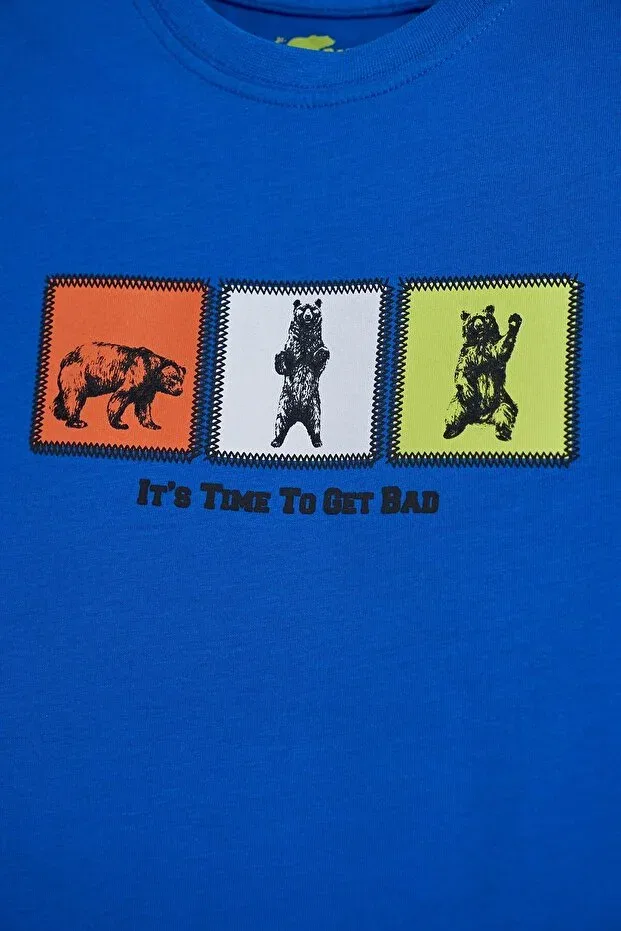 Детская футболка для девочек с принтом Bad Bear, Parliament Blue — фото 2