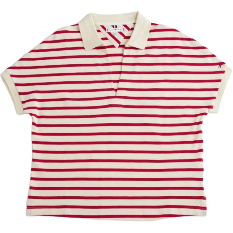 Женская футболка-поло с v-образным вырезом в полоску Tommy Hilfiger, Красный