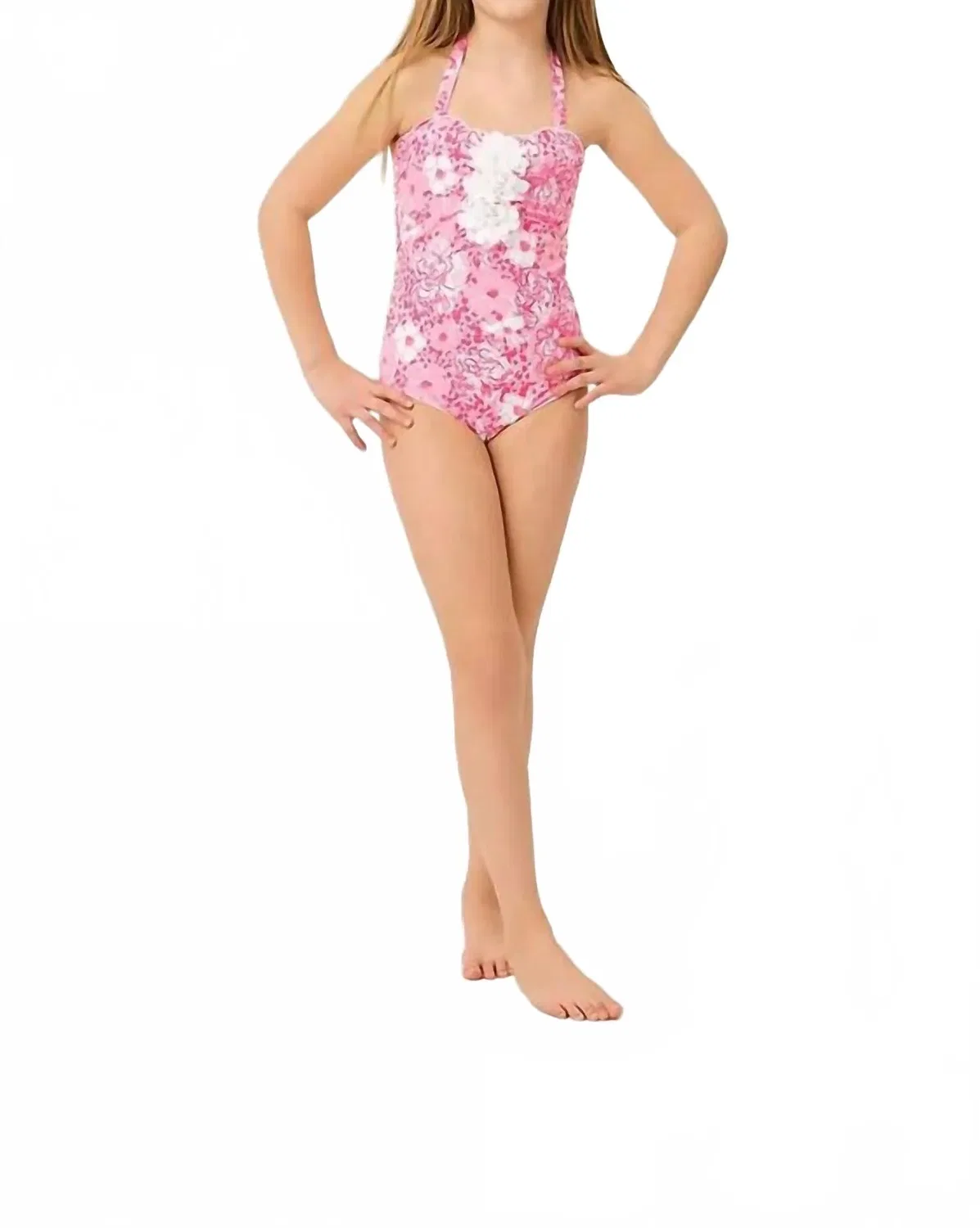Детский купальник с цветочным принтом и розетками Maddie Flower Lilly Pulitzer, Conch Shell Pink Burst Of Joy