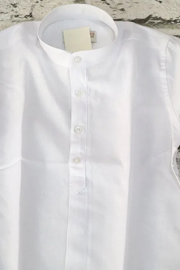 Детская рубашка для мальчиков с коротким рукавом Curly sleeve judge collar white shirt Generic Brands, White — фото 2