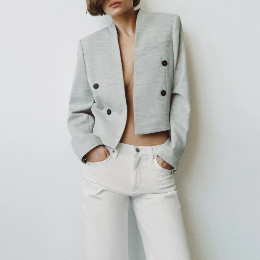 Женский деловой костюм ZW LIMITED EDITION ZARA, Light Gray — фото 4