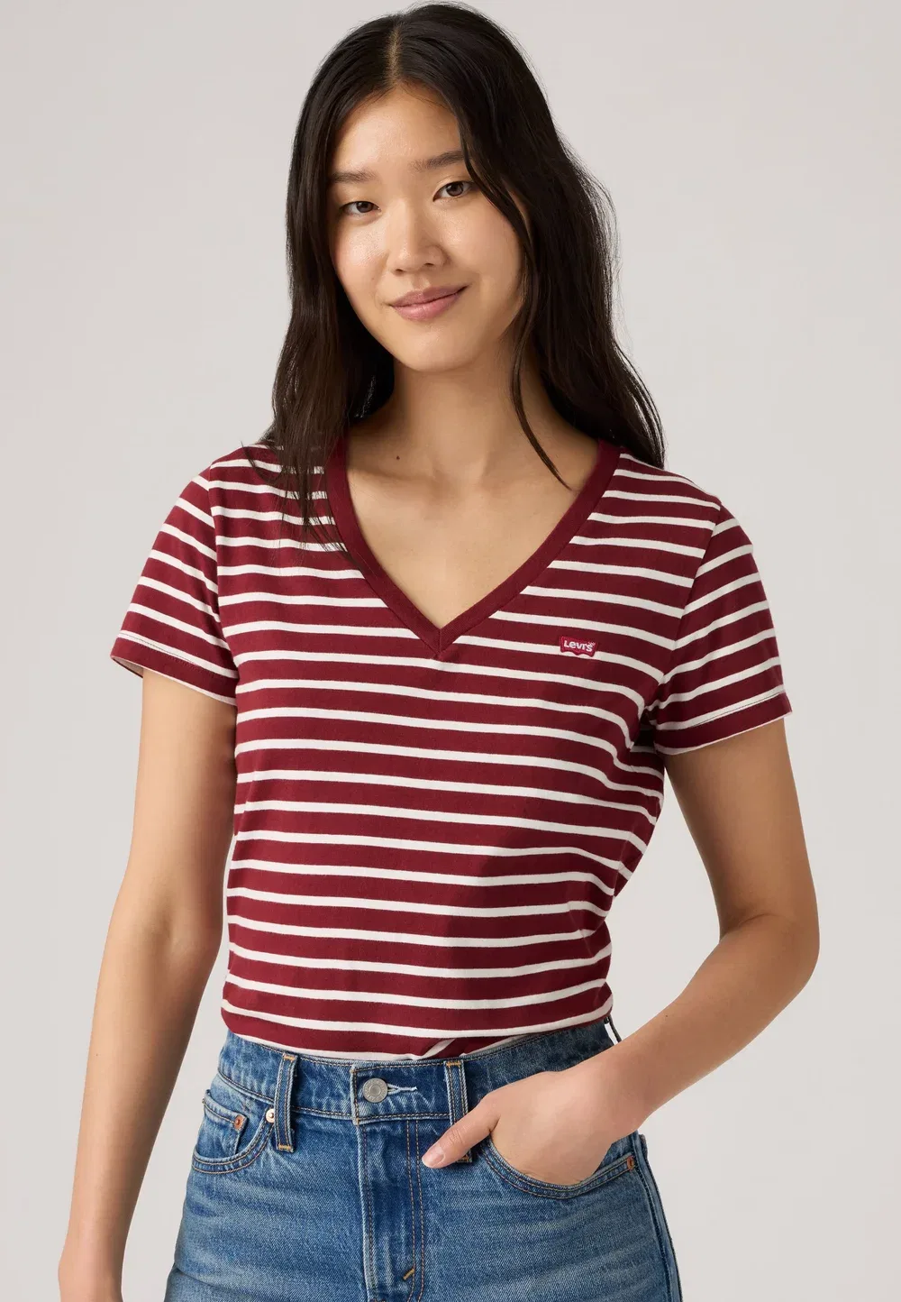 Идеальная футболка с V-образным вырезом и принтом Levi'S, Red/Offwhite