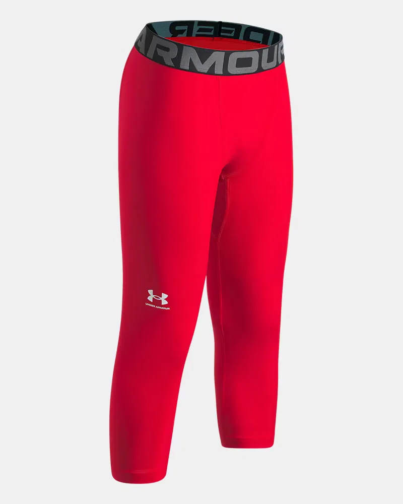 Леггинсы ¾ детские, длина по внутреннему шву 46 см, влагоотводящие HeatGear Armour UnderArmour, Red/White — фото 3