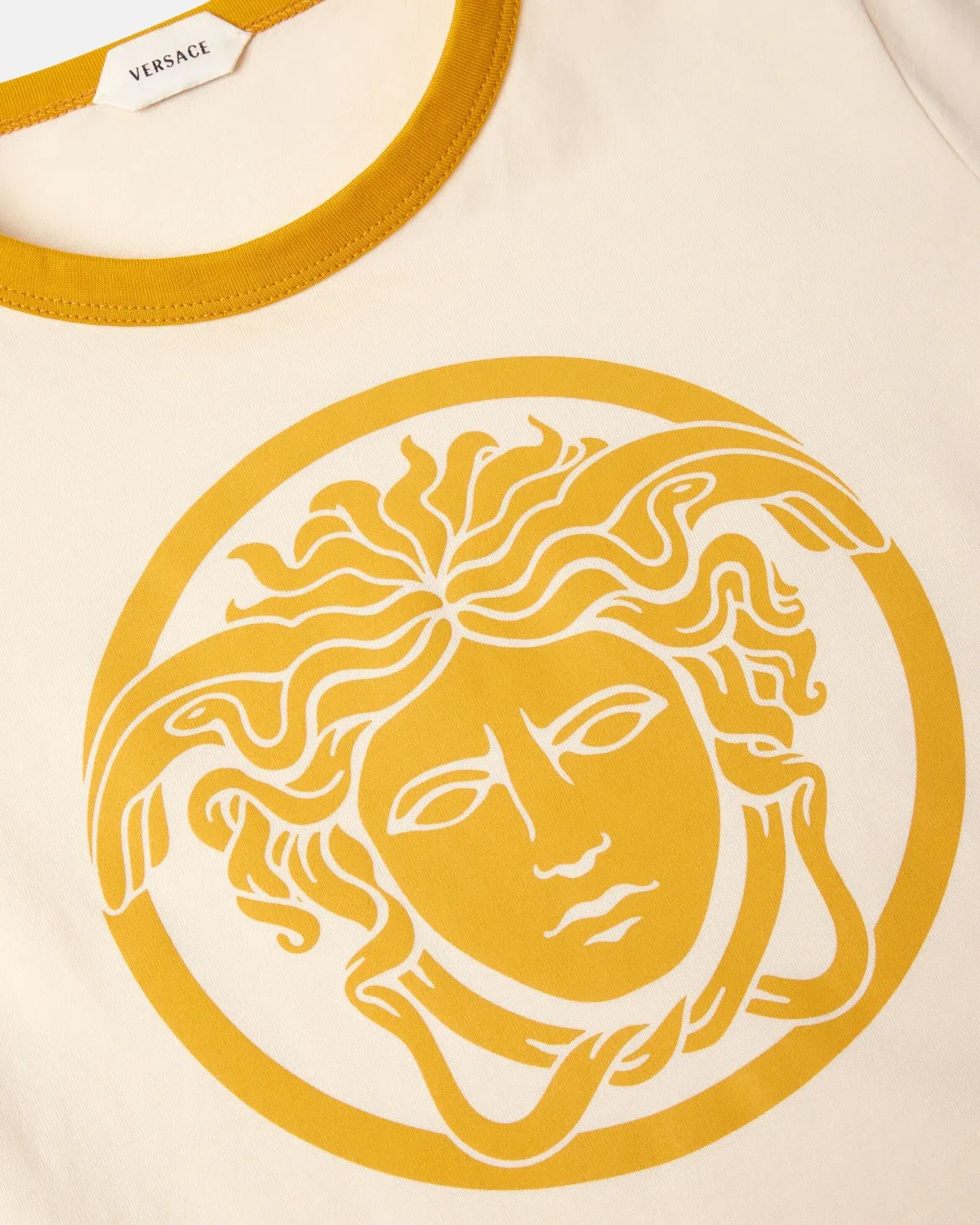 Детская хлопчатобумажная футболка с принтом VERSACE, белый — фото 3