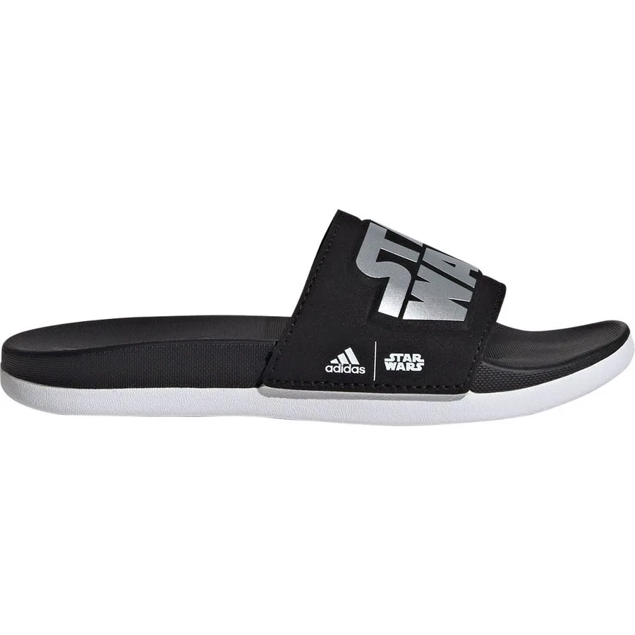 Шлепанцы с принтом Star Wars Adilette Comfort Slides Kids adidas, Черно-серебристый — фото 2