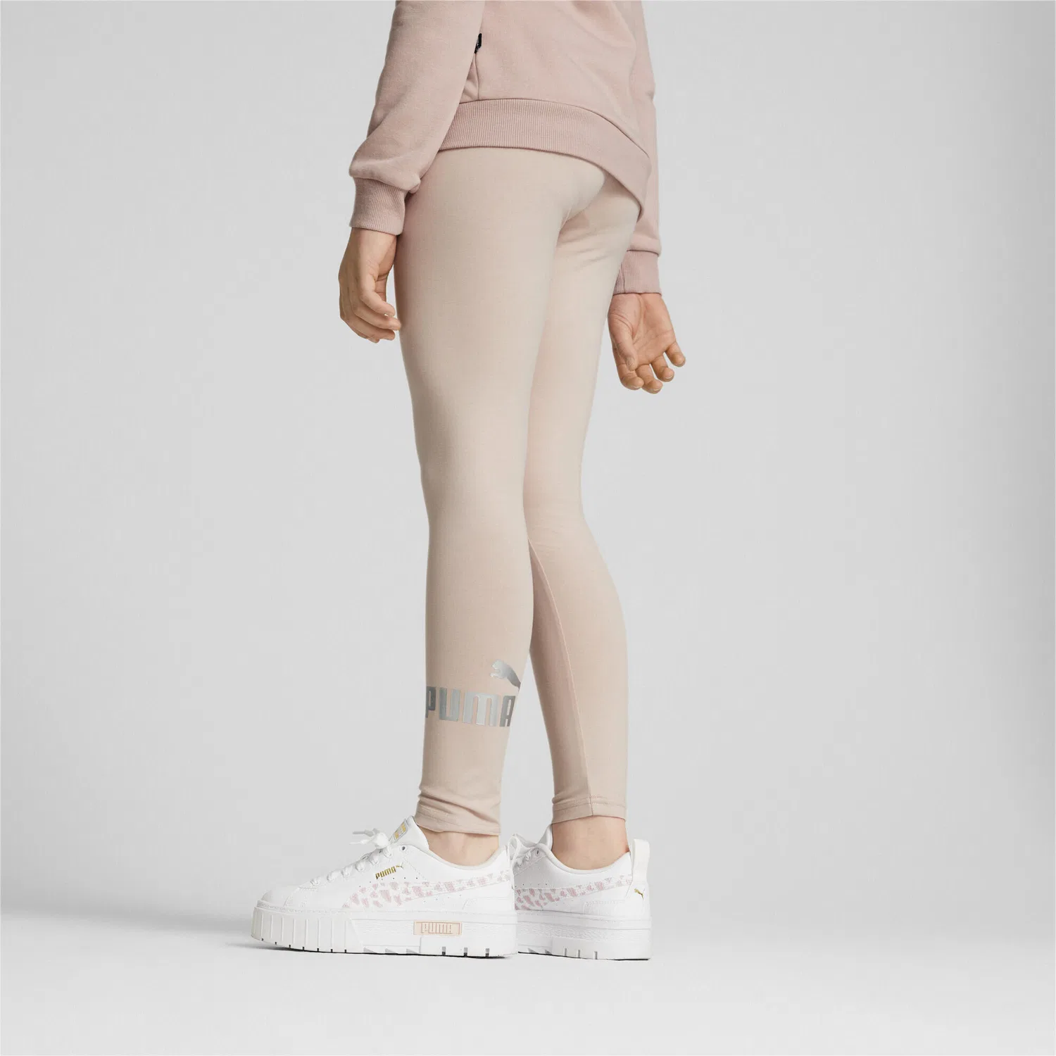 Детские леггинсы с логотипом Essentials+ Puma, Роза / Грау — фото 4