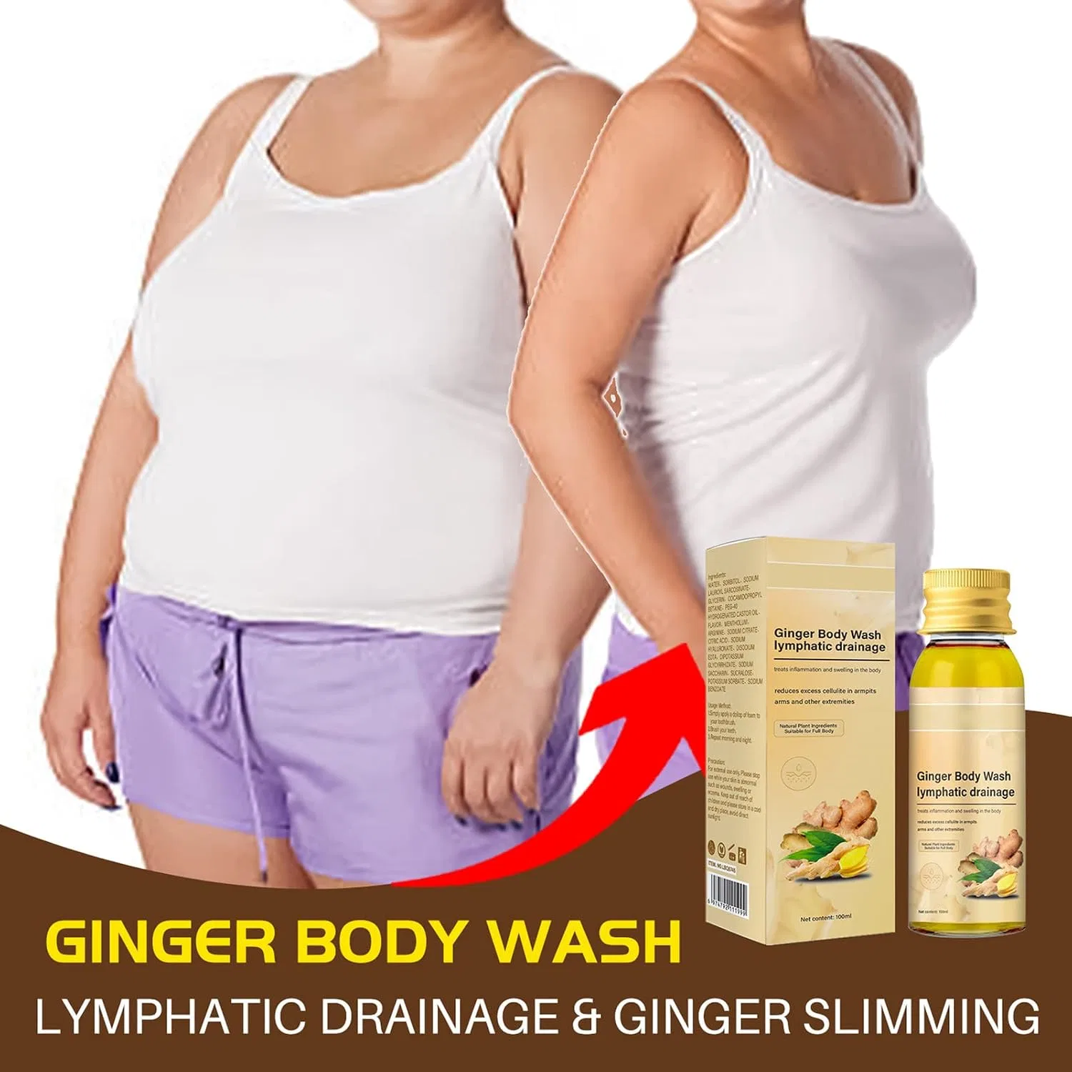 Гель для душа с эффектом похудения, Natural Body Wash, 100 мл, Yellow Generisch — фото 4