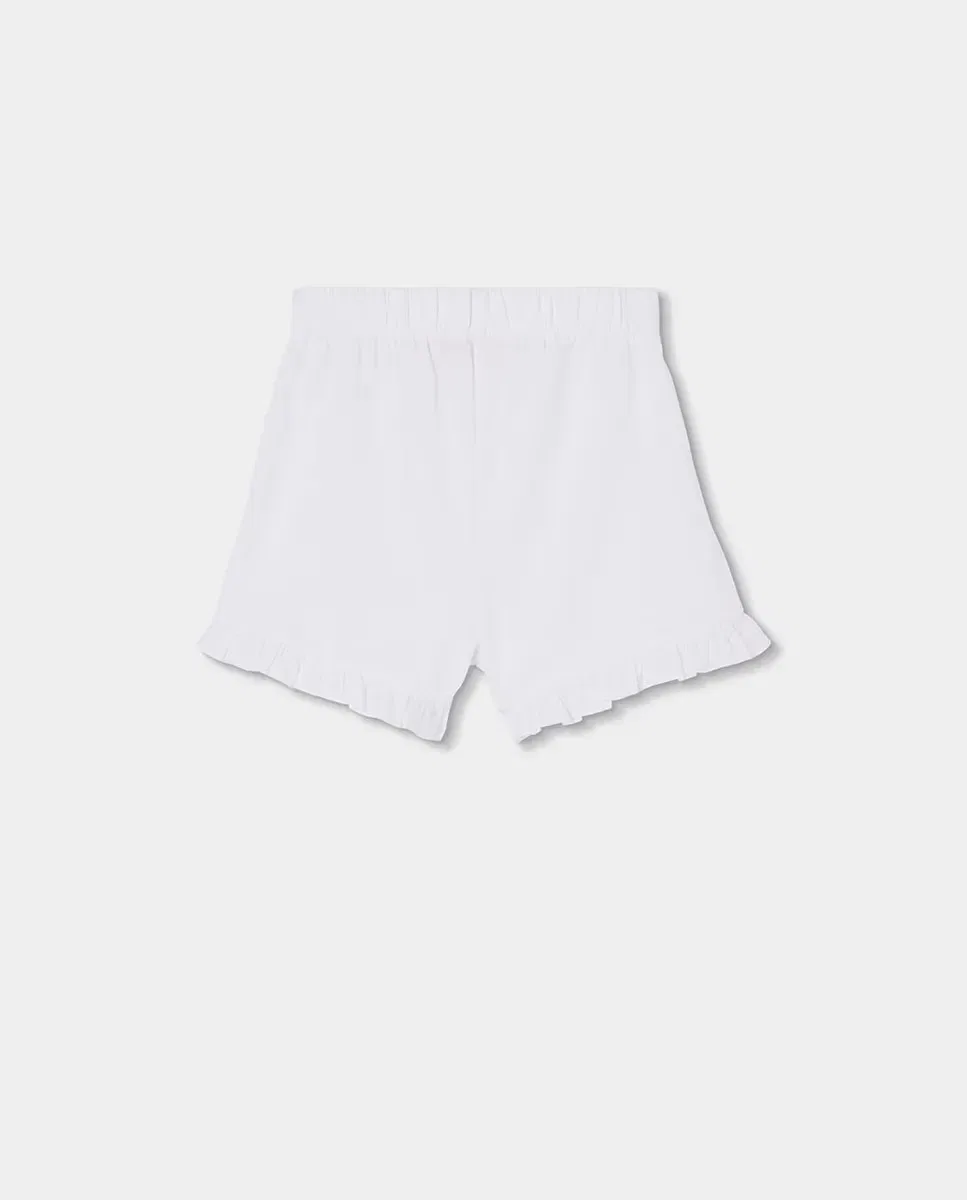 Детские шорты для девочек хлопковые с воланами Boboli, White — фото 3