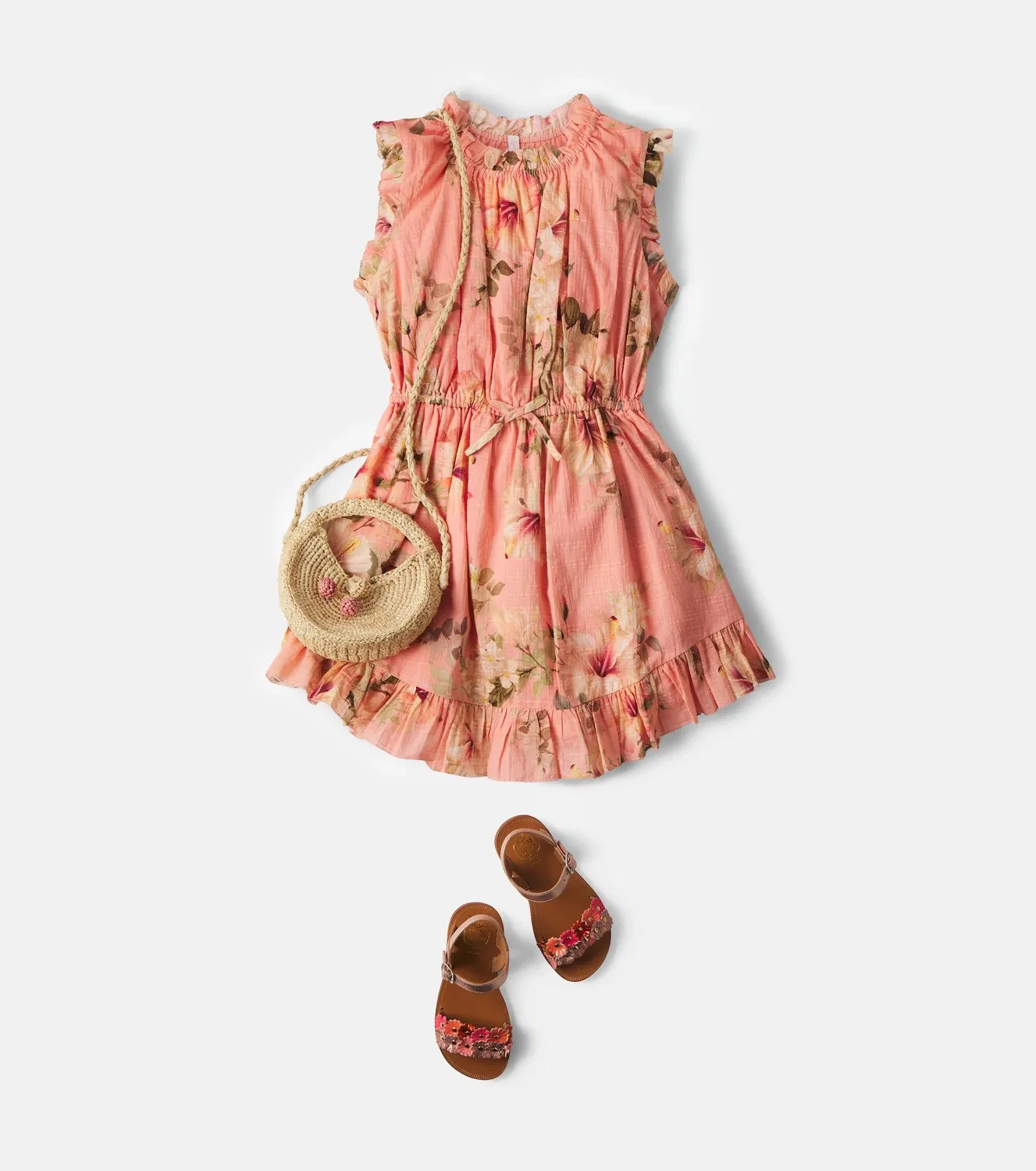 Платье хлопковое с цветочным принтом Zimmermann Kids, розовый — фото 2
