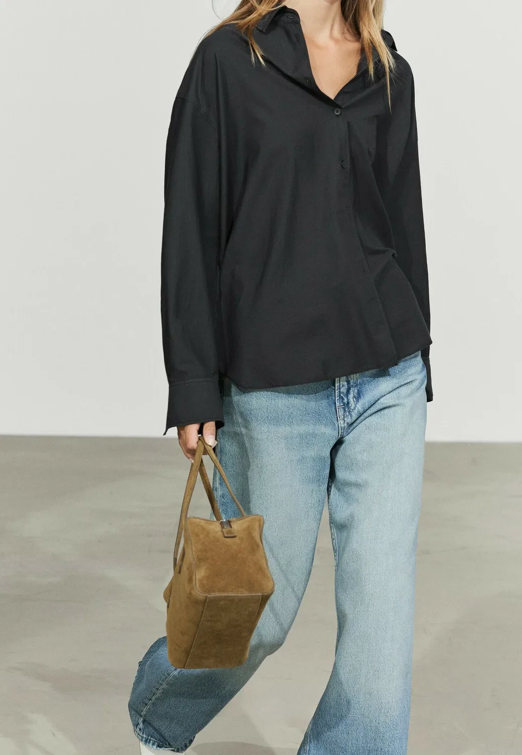 Блузка на пуговицах Massimo Dutti, Black — фото 4