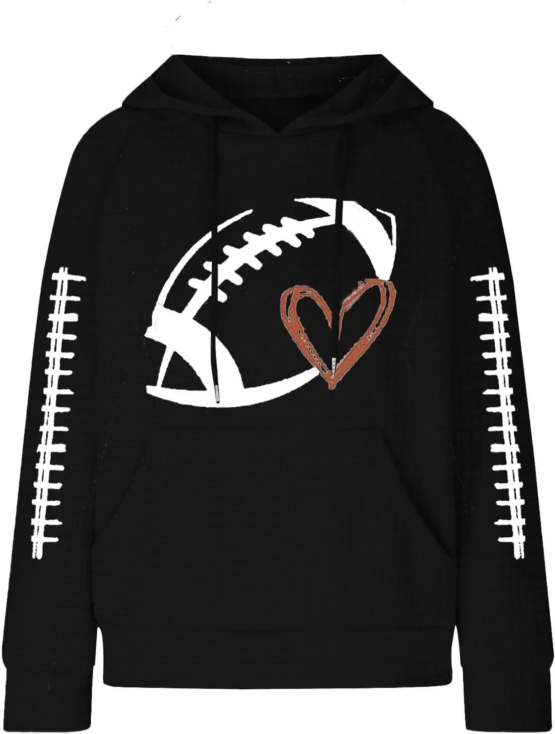 Женский свитшот с капюшоном, с принтом, Football Hooded, чёрный — фото 4