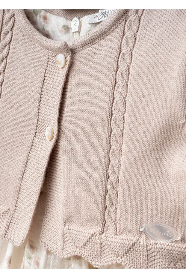 Детский кардиган с кружевной вязкой Babymio, Beige — фото 3