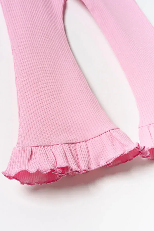 Детские леггинсы для девочек с оборками Spanish Flare Minipodyum, Dark Pink — фото 2