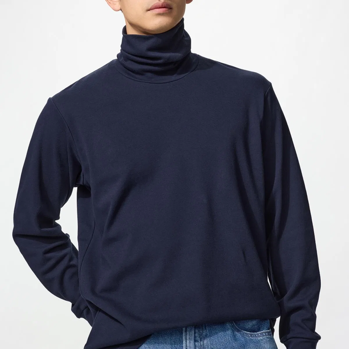 Мужская футболка с воротником Navy Blue UNIQLO — фото 3
