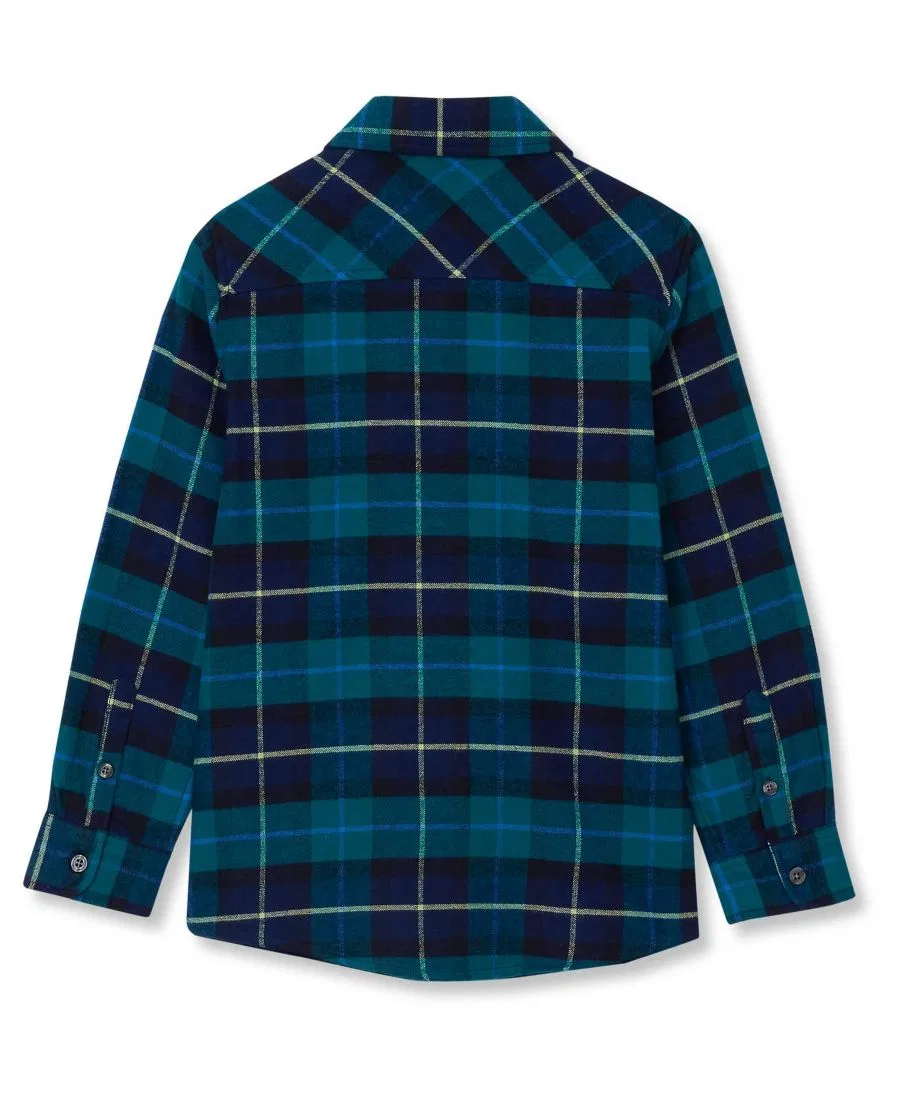 Детская фланелевая рубашка с длинными рукавами "Хаски" Lands' End, Harbor blue multi plaid — фото 2