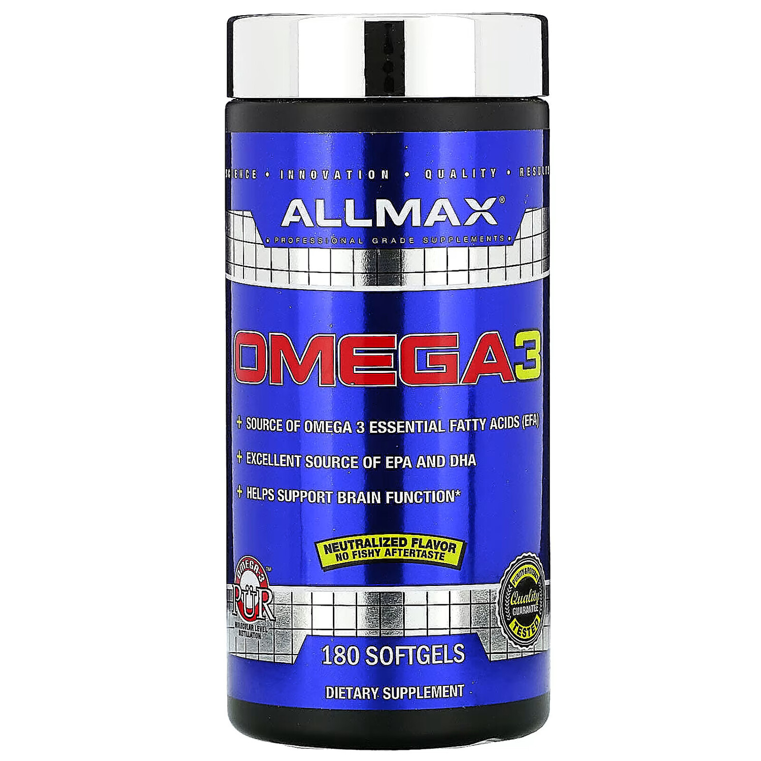 

Рыбий жир Allmax с омега-3 кислотами, 180 мягких желатиновых капсул