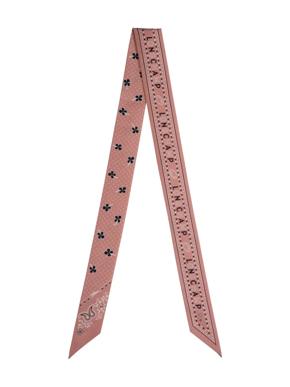 

Шелковый платок с принтом пейсли Longchamp, розовый