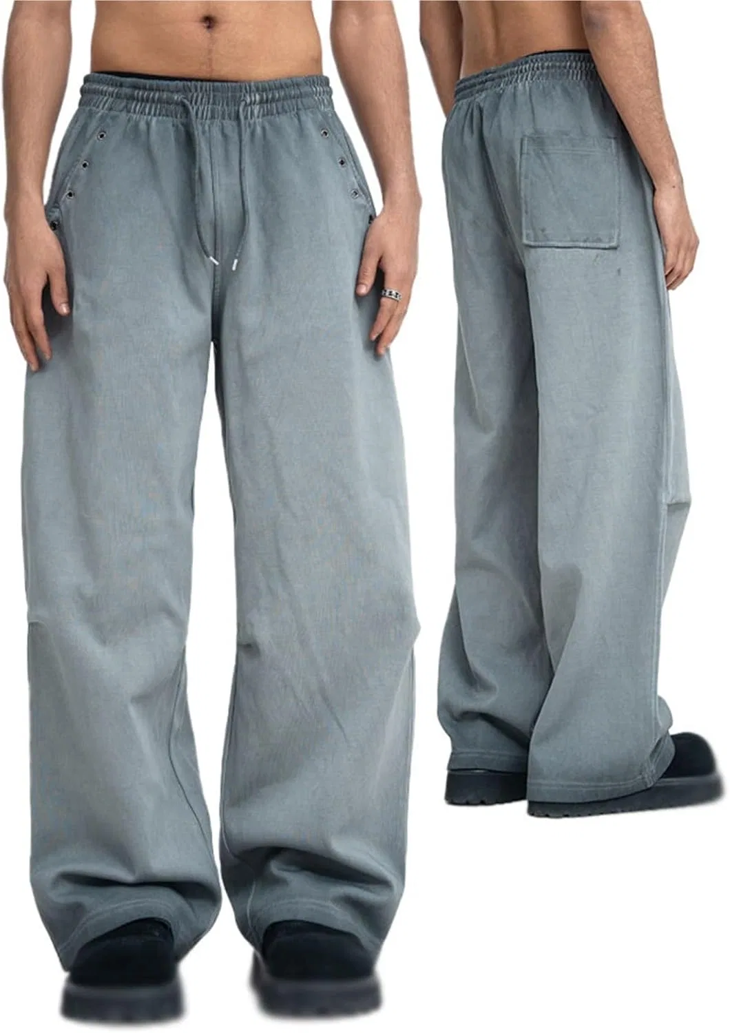 Мужские брюки прямого кроя с завязкой, Vintage Straight Leg, серый — фото 4