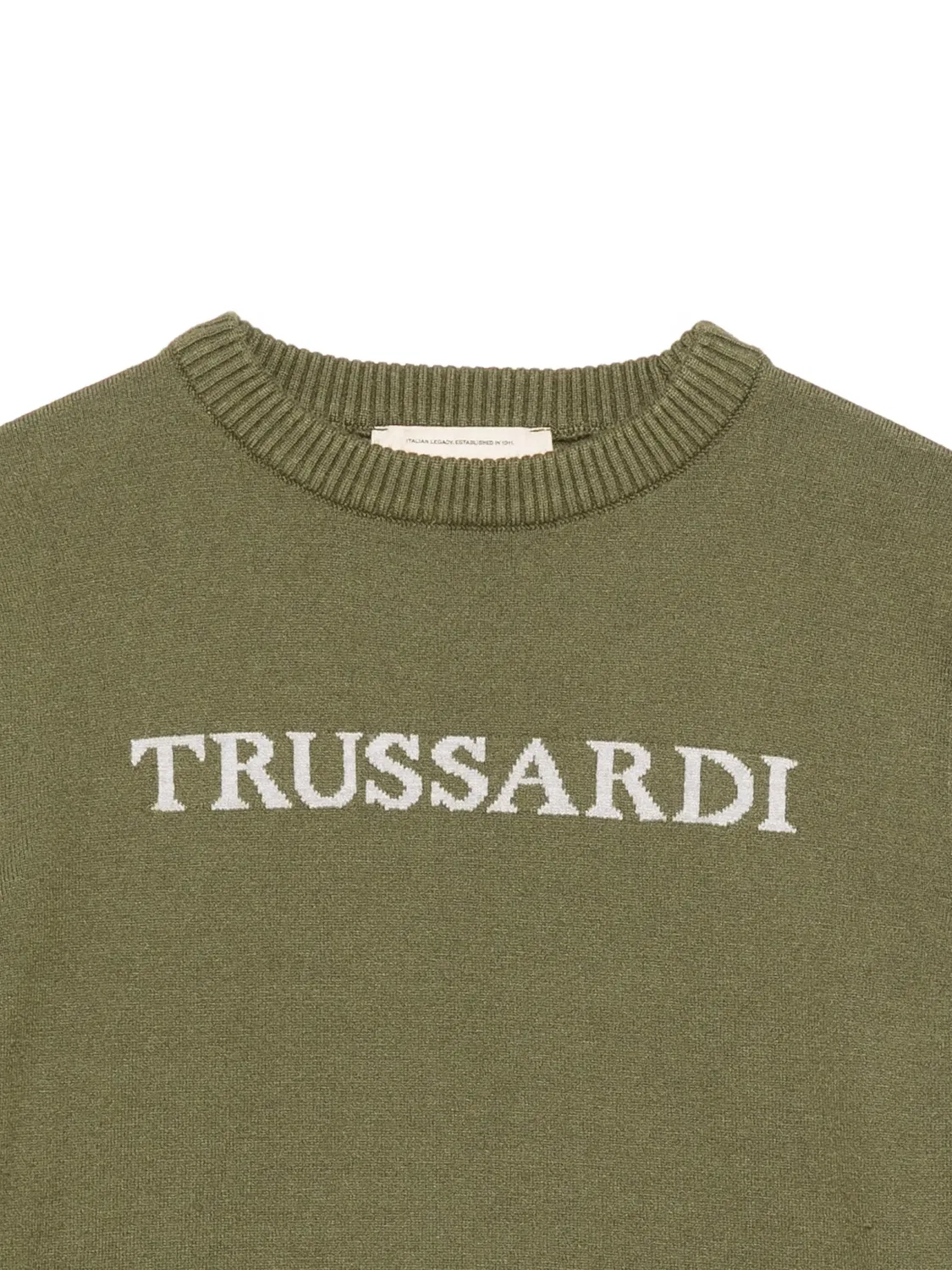 Свитер с круглым вырезом и логотипом Trussardi Junior, зеленый — фото 3