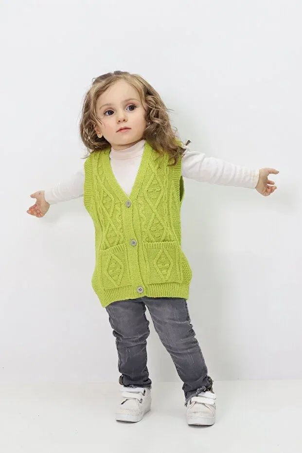 Детский кардиган для девочек без рукавов Cloudy Kids, Pistachy Green — фото 4