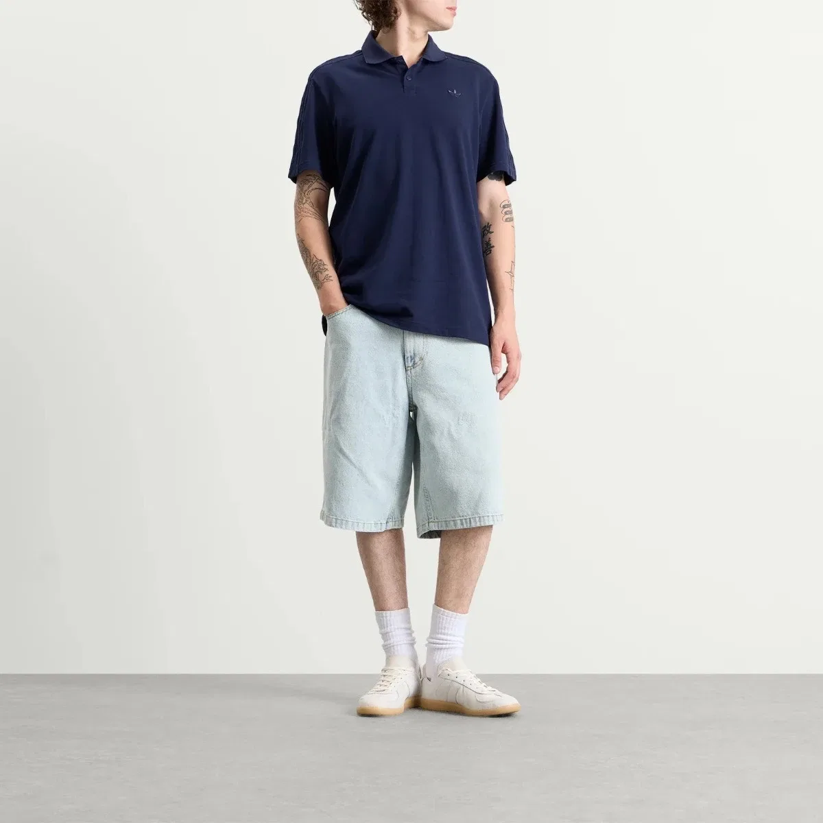 Мужское поло с пике и деталями 3-Stripe Adidas, Night Indigo — фото 4