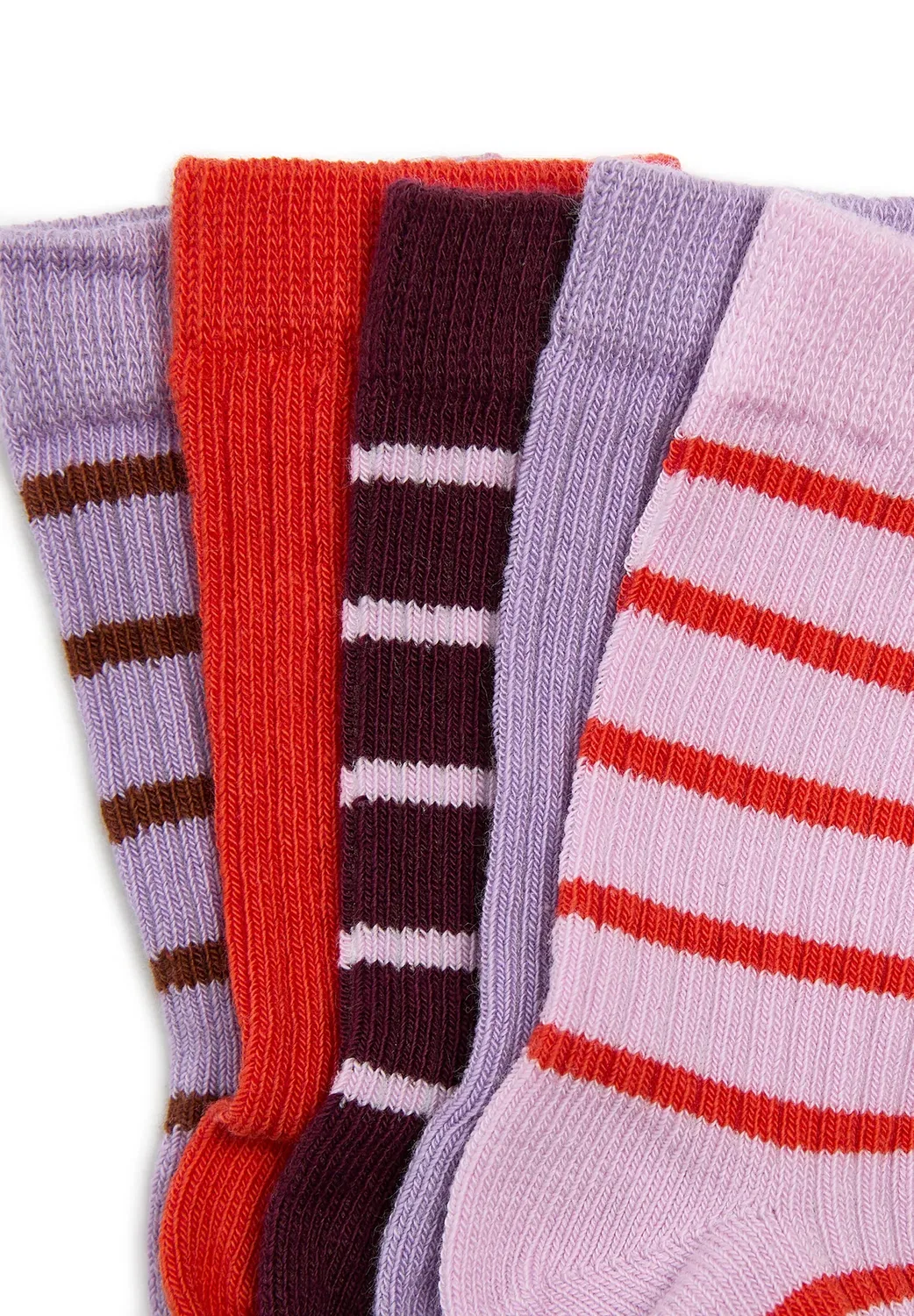 Детские носки в рубчик, 5 пар, унисекс - носки Arket, Lilac Multicolour — фото 2