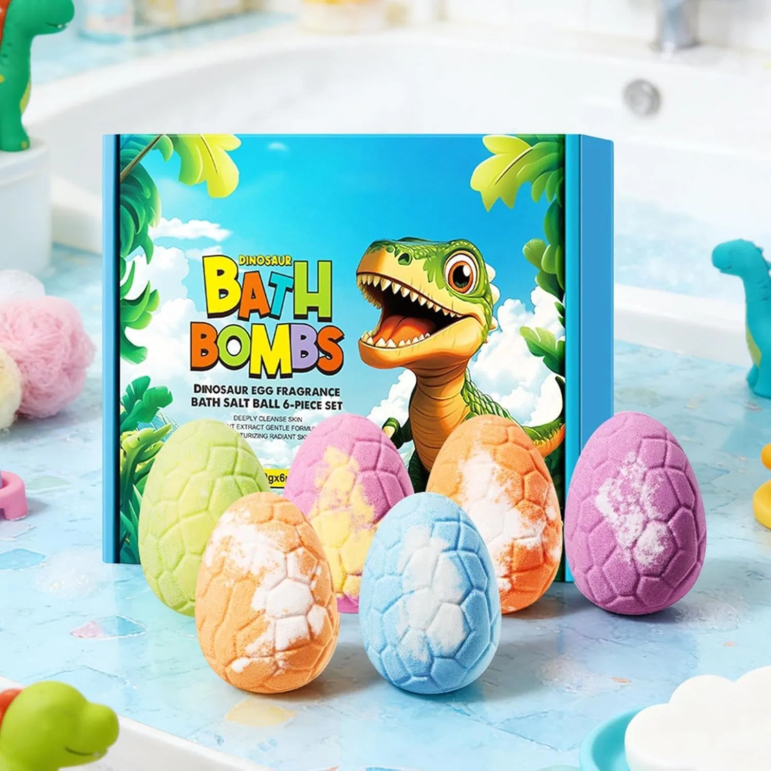 Набор бомбочек для ванны с игрушками внутри, 6 шт, Dinosaurier, 600 г Generic — фото 2
