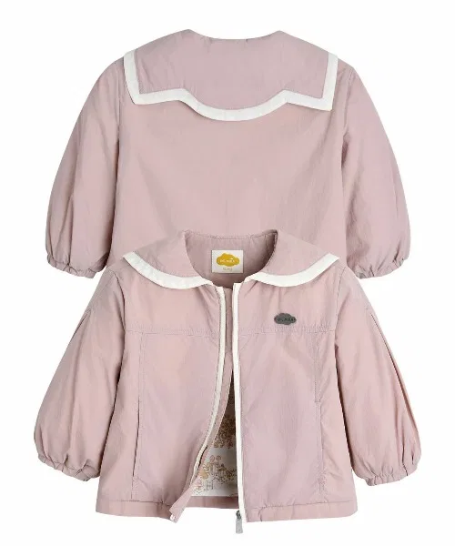 Детская куртка из нейлона с контрастным воротником Луми moimoln, Pink