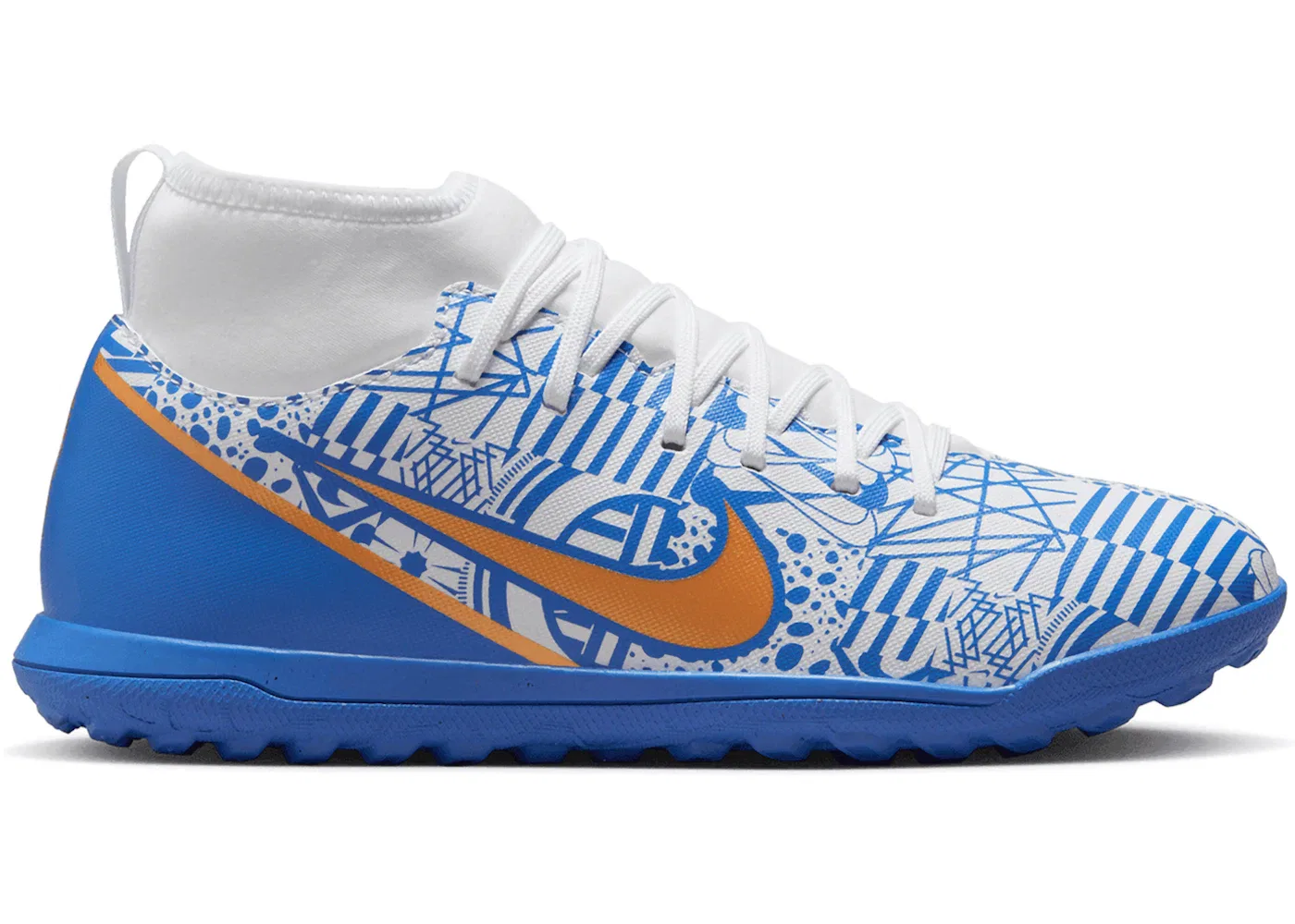 Детские кроссовки для мальчиков с шнуровкой Nike Mercurial Superfly 9 Academy CR7 TF, White Concord Medium Blue Metallic Copper
