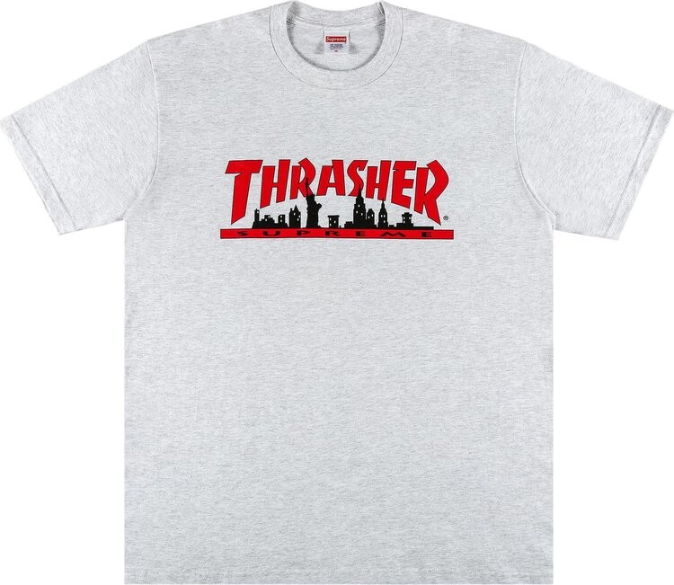 

Футболка Supreme x Thrasher Skyline Tee 'Ash Grey', серый