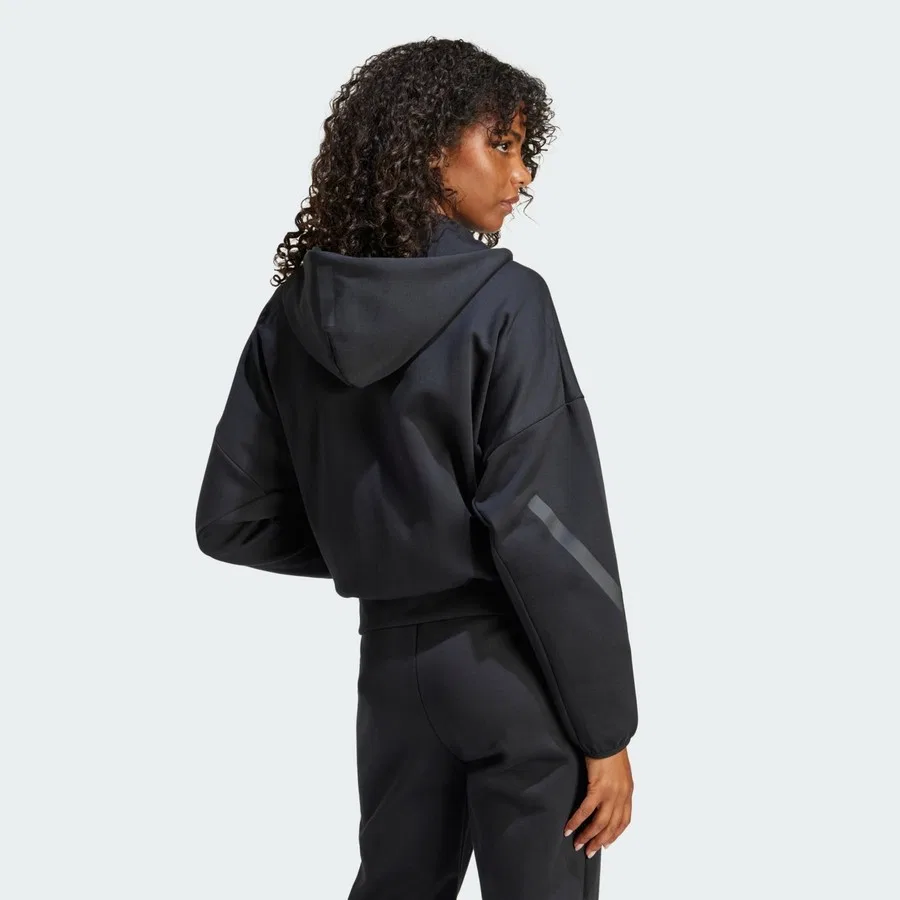 Женский худи с капюшоном на молнии Z.N.E. Full-Zip Hoodie adidas, Черный — фото 3