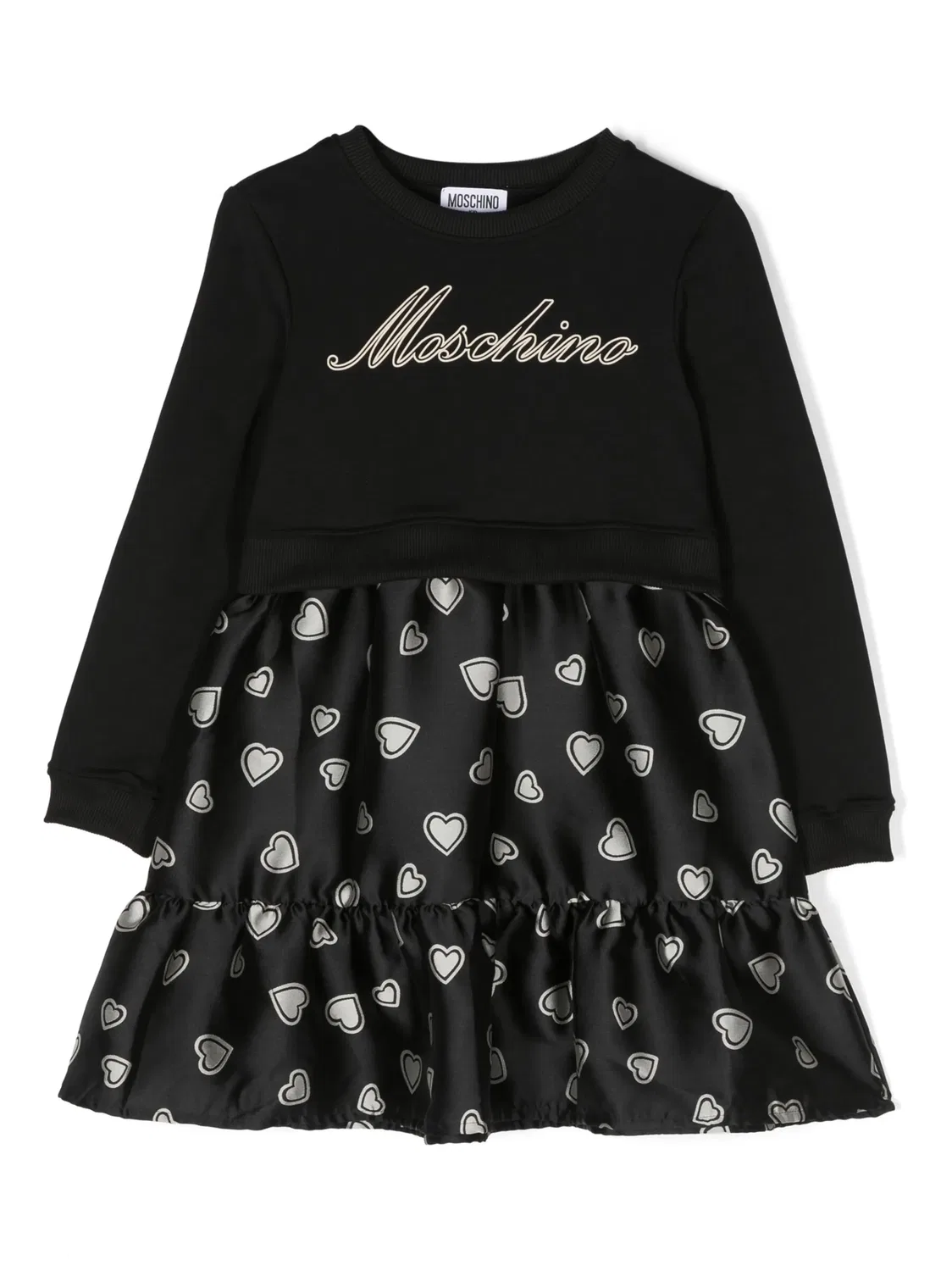 Платье с длинным рукавом и логотипом Moschino, черный