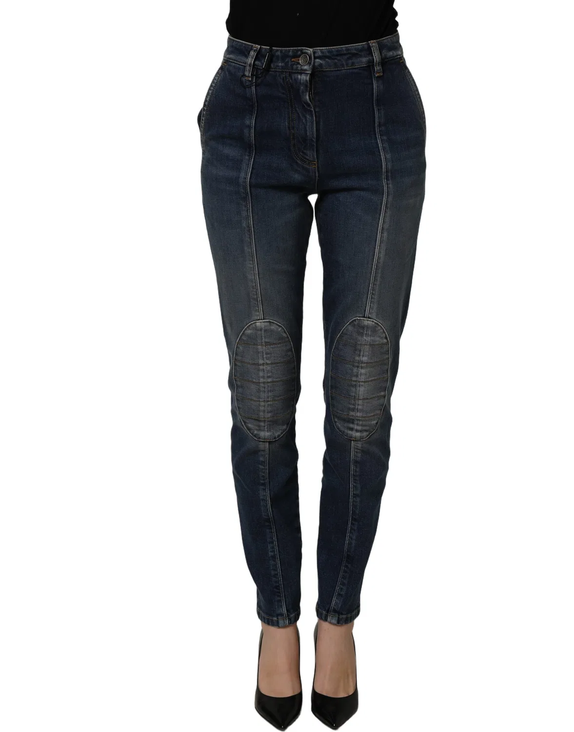 Женские джинсы скинни с потертостями Skinny Denim Jeans Dolce & Gabbana, Blue — фото 3