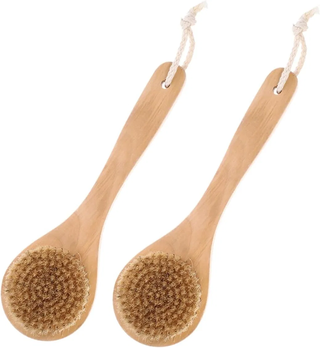 Щетка для тела с щетиной кабана MUCKLILY, 2 штуки, 25x8x3 см, Beige