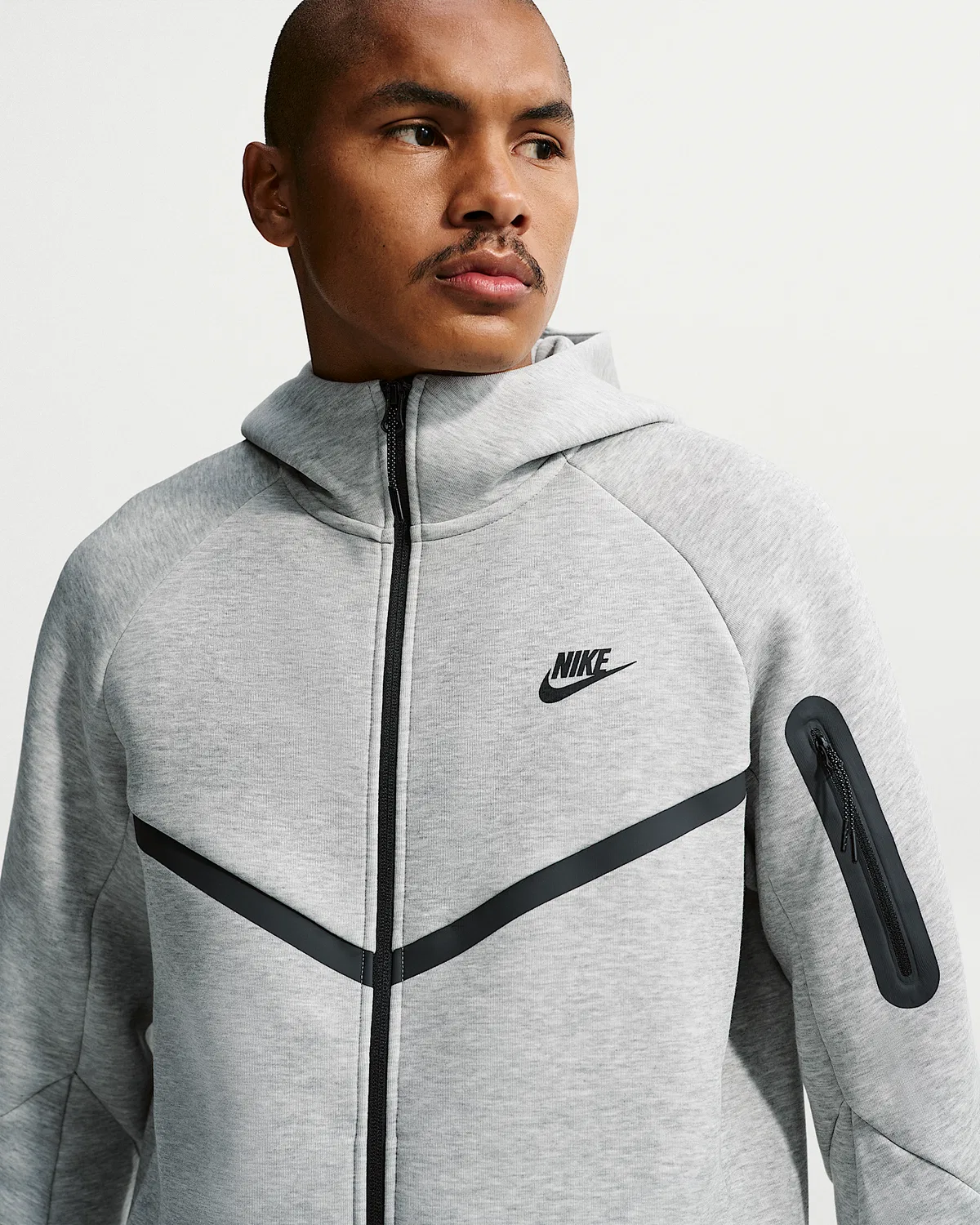 Мужская флисовая ветровка Nike Tech на молнии, Dark Grey Heather/Black — фото 3