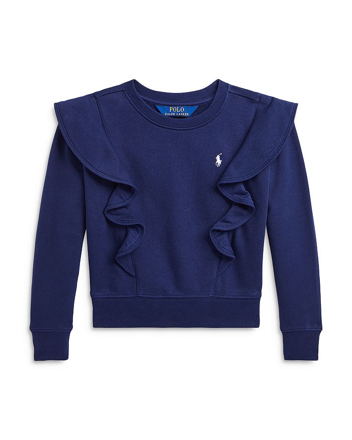 

Свитшот для девочек из французского трикотажа с оборками - Little Kid, Big Kid Ralph Lauren, синий