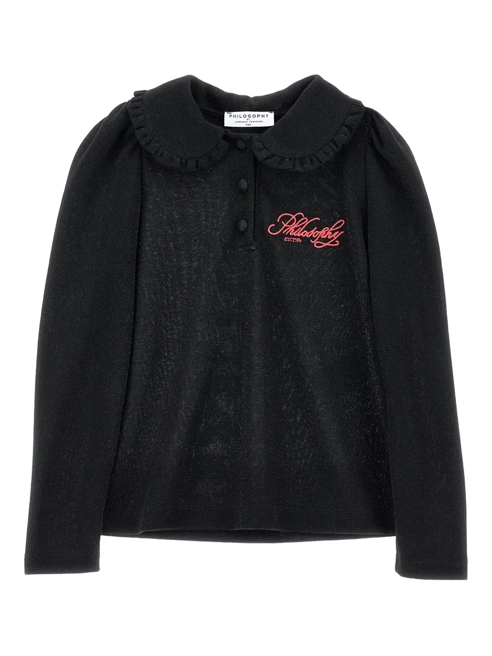 

Рубашка поло с длинными рукавами и оборками Philosophy Di Lorenzo Serafini Kids, черный