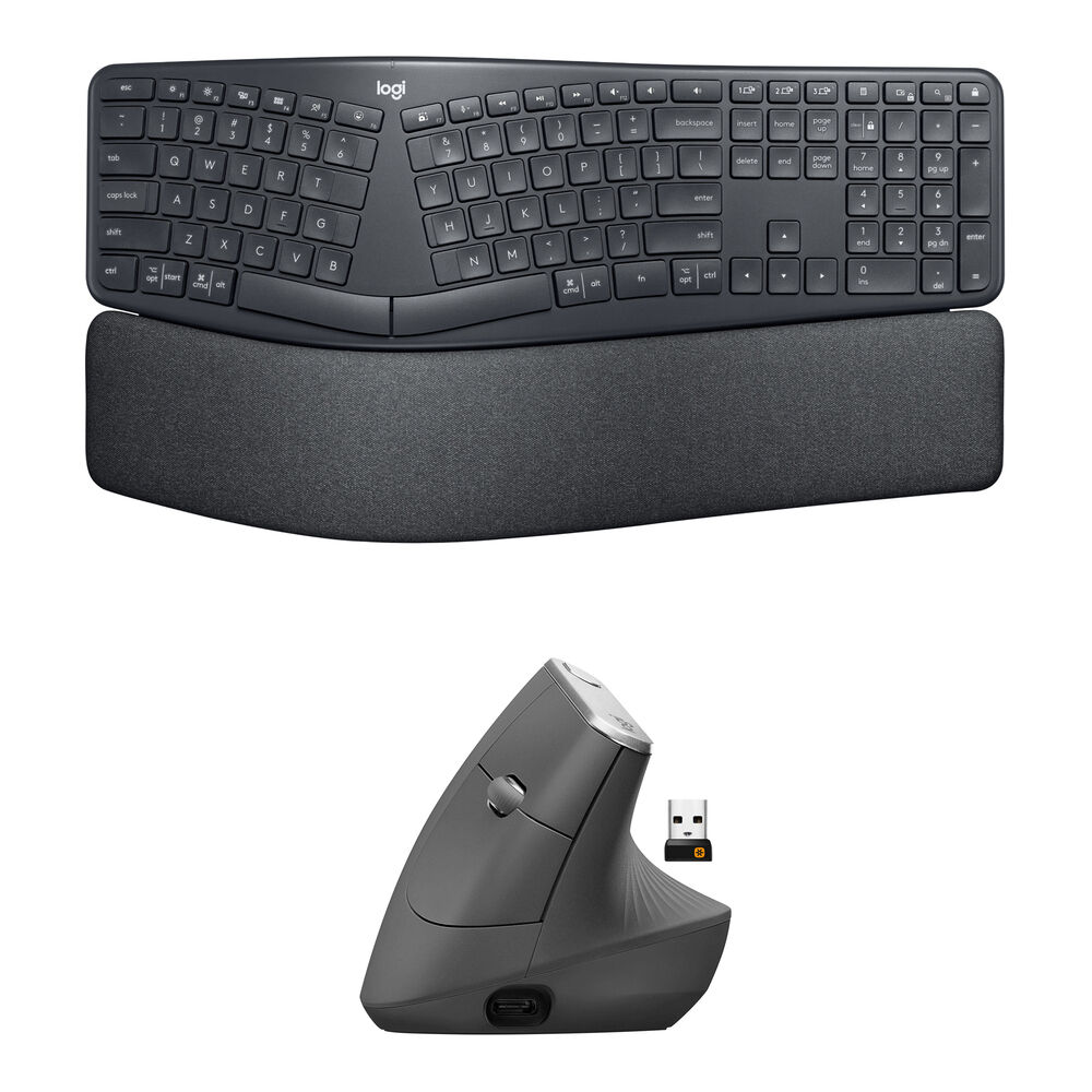 

Комплект для повышения производительности: беспроводная клавиатура Logitech ERGO K860 и вертикальная эргономичная мышь MX