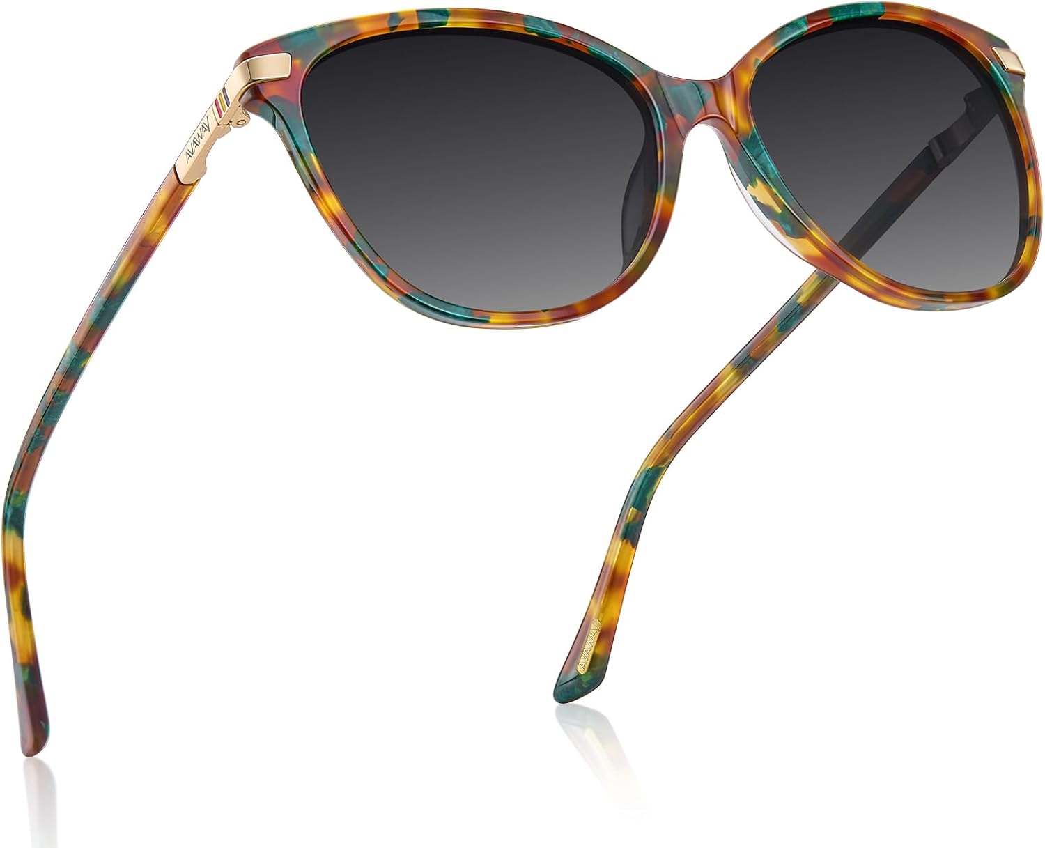 

Женские солнцезащитные очки AVAWAY «кошачий глаз» с поляризацией - стильная оправа из ацетата с защитой от УФ-излучения UV400 для вождения, путешествий и летних прогулок, B14: Rainforest Tortoise + Gradient Grey Lens