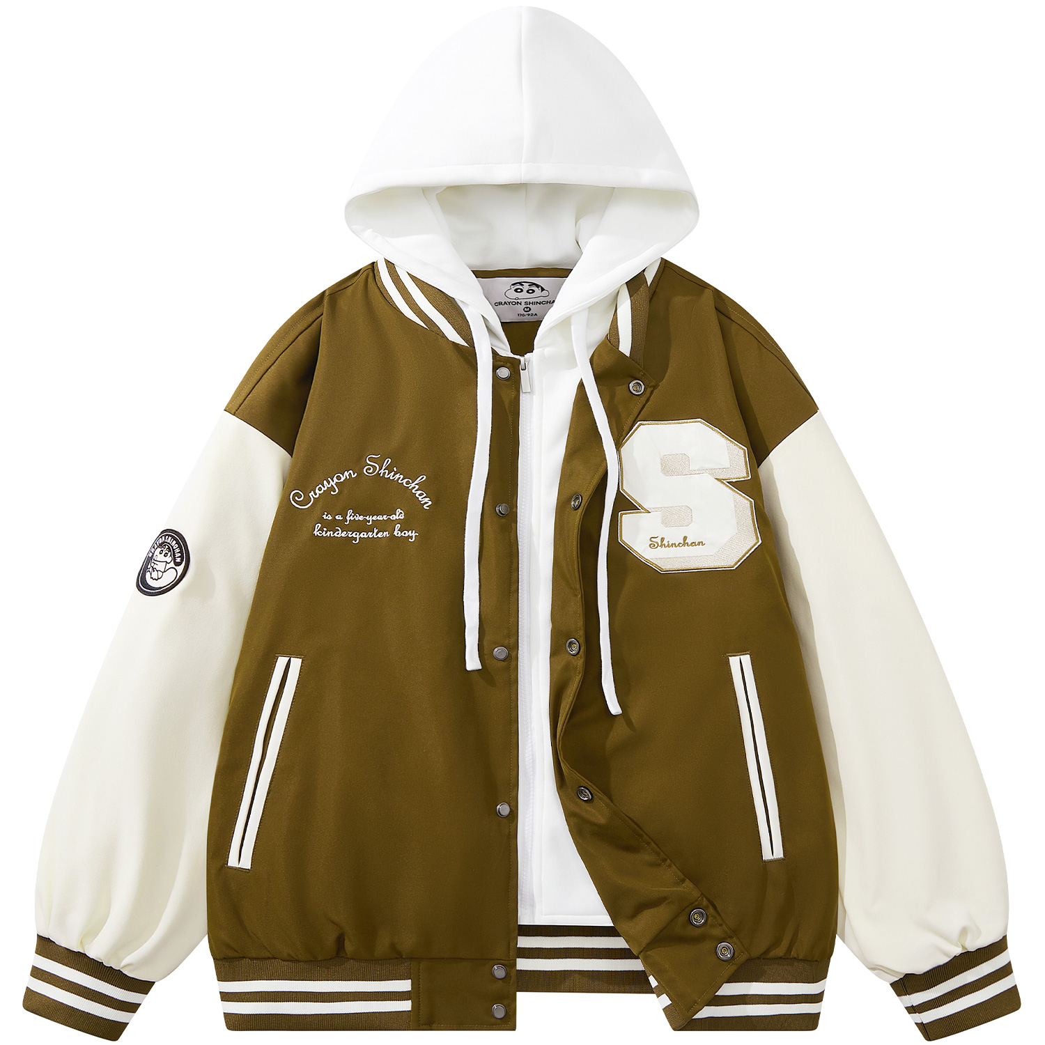 

Crayon Shinchan Бейсбольная куртка унисекс, Umber[Hooded]